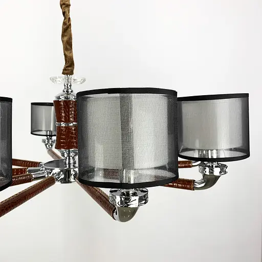 Плафонная люстра с элементами коричневой экокожи Line.F S 198/10 BR - фото 5