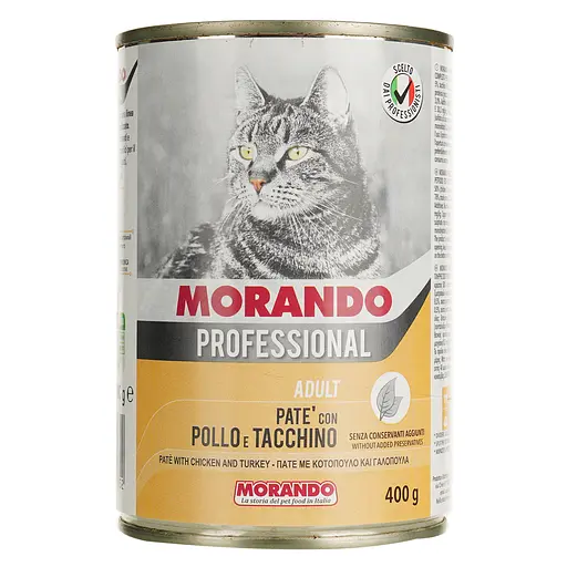 Консервований корм для котів Morando Professional паштет з куркою та індичкою 400 г - фото 1