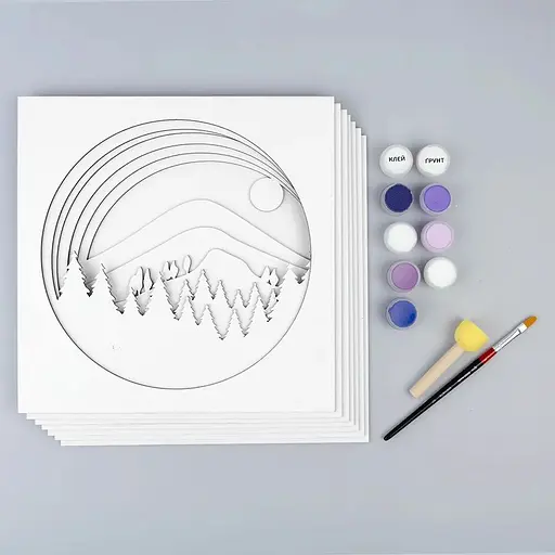 Набір картина 3D Rosa Talent Пейзаж Гори 3 ДВП ґрунтоване 7 шарів 30х30 см - фото 6