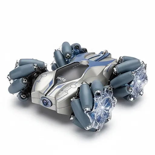 Радиоуправляемая трюковая машина RQ 2095, аккумулятор 3.7V, пульт, подсветка колес, вращение на 360°, музыка, Серая