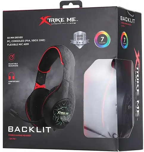 Проводная игровая гарнитура Xtrike Me Gaming RGB Backlight GH-710, USB, 2x3.5mm, 2m, black - фото 4