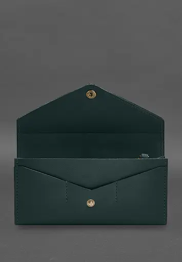 Кожаный клатч (портмоне) на кнопке 5.0 Зеленый краст - фото 3