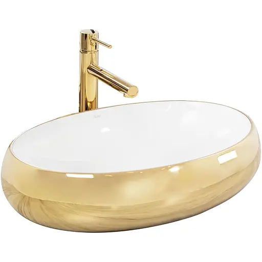 Умивальник Rea Melania white/gold накладний REA-U1050, Золотий - фото 1