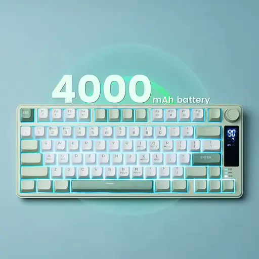 Игровая мембранная клавиатура Womier DK75 / Три режима подключения / OLED Screen / Green - фото 2