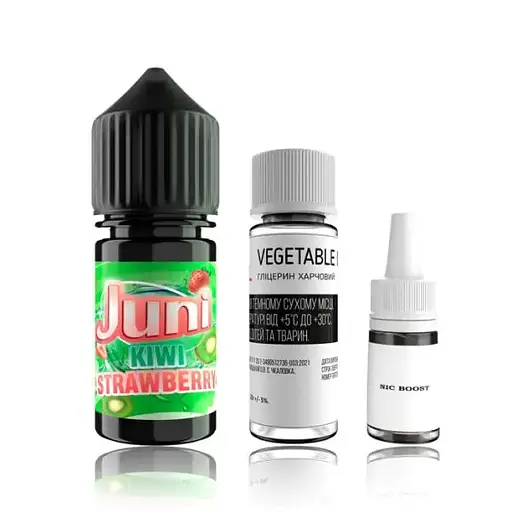 Набор компонентов для самозамеса солевой заправки Juni Kiwi Stawberry 30 мл 0-50 мг Киви Клубника Кислинка Холод (12007)