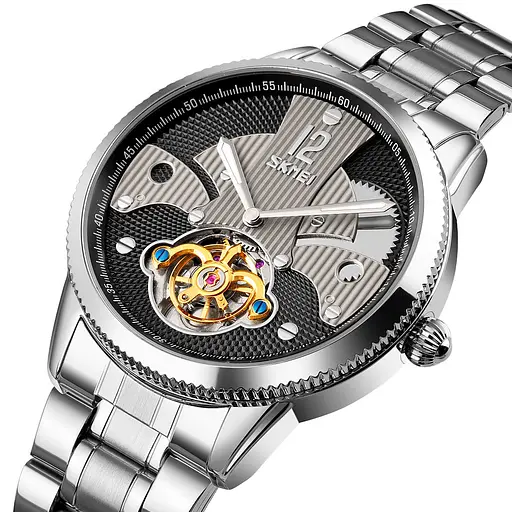 Чоловічий годинник скелетон Skmei 9205 механічні (Сріблясті) - фото 4