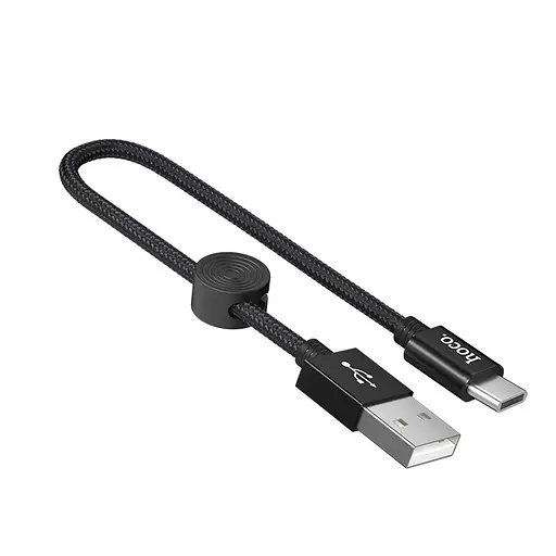Кабель HOCO X35 USB to Type-C 3A, 0.25m, nylon, aluminum connectors, Black - фото 1