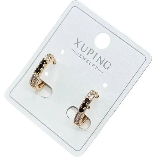 Сережки лінійка Xuping з блискучими камінцями гіпоалергенне медичне золото - фото 1