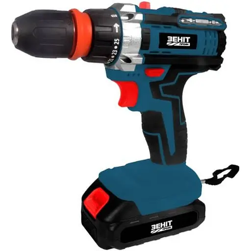 Шурупокрут-дриль акумуляторний Zenit Профі ЗПША-21/20 DFR 21В 2х2 А/год 25 Нм 350 1500 об/хв 1.2 кг