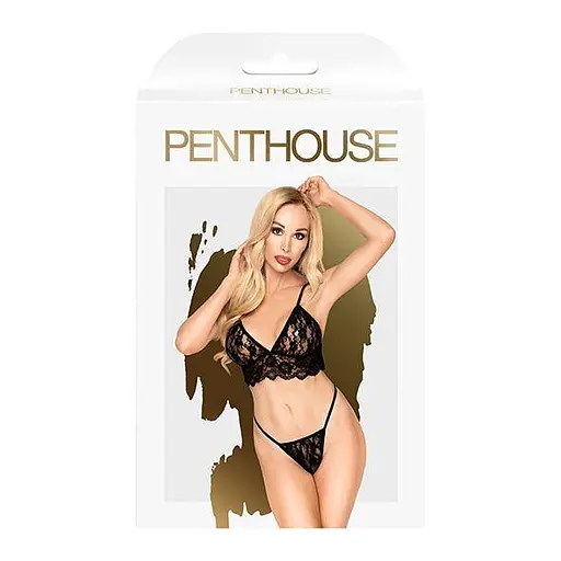 Комплект браслетів та стрінгів Penthouse - Double Spice Black M/L - фото 3