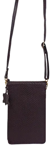 Небольшая женская кожаная сумка для телефона UP2 Fashion баклажан sum0028726 - фото 5