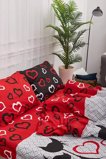 Комплект постельного белья Moon&Star King Size 220x240 наволочки 4х70х70 Love Cats Бязь Gold Люкс - фото 3