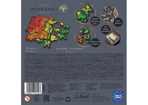 Пазл Trefl деревянный фигурный Цветные бабочки 500+1 эл. (20159) - фото 6