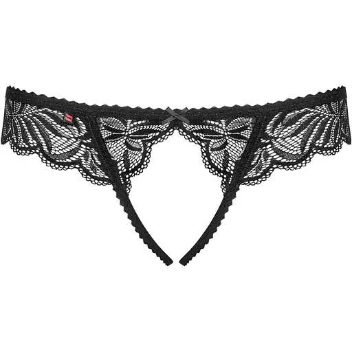 Мереживні танга з доступом Obsessive Contica crothchles Thong S/M, чорні