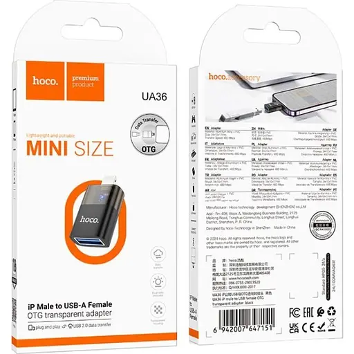 Перехідник Hoco UA36 Lightning Male to USB-A Female OTG Black [140343] - фото 4