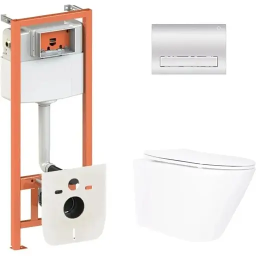 Набір Q-tap Nest 4 в 1 підвісний унітаз Swan Ultra Quiet 520x360x320 + комплект інсталяції QT16335180W48200 - фото 1