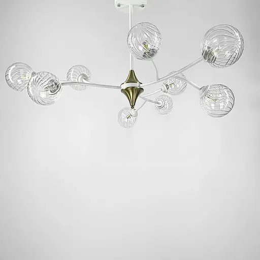 Белая люстра с поворотными веточками на 9 плафонов Line.F K 21/9 WT+CL new - фото 1