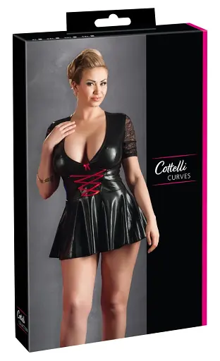 Міні-сукня Cottelli Collection Vinyl Lack Wetlook Latex 3XL чорний - фото 6