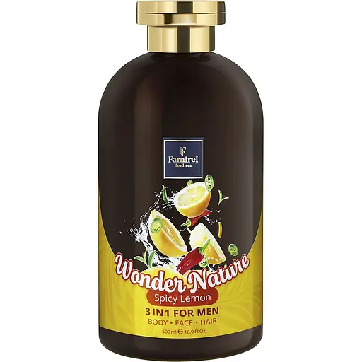 Гель-шампунь для чоловіків Famirel Пряний лимон Wonder Nature Spicy Lemon 3 в 1 для 500 мл