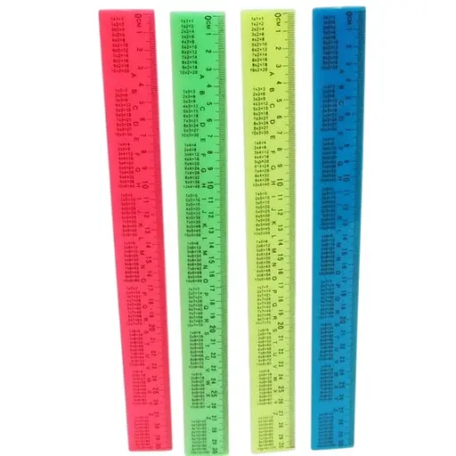 Лінійка, 30 см, з таблицею множення (В асортименті), 12 шт. в упаковці