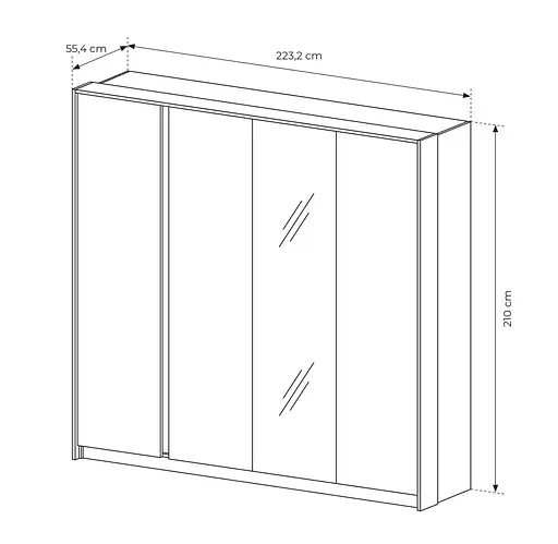 Шкаф для одежды Perfect Home Даст/Dast 4-дверный с зеркалом 4D/220 Беж (PFH-091011) - фото 4