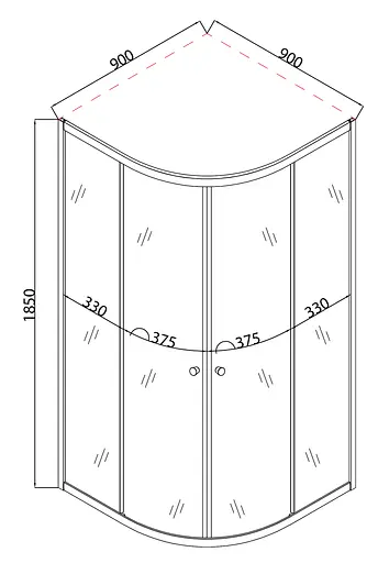 Душевая кабина без поддона Mixxus Plain SC01-90x90x185-TR прозрачное стекло 4 мм graphite MI6902, Универсальная, прозрачный, графит - фото 5