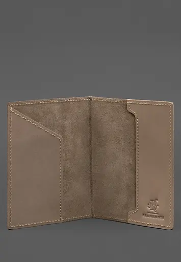 Кожаная обложка для военного билета 7.0 светло-бежевая Crazy Horse - фото 3