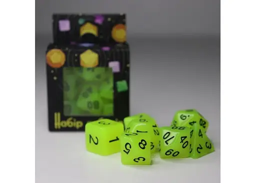 Набор кубиков Glow in the dark 7 Dice Set - Yellow , 7 шт. (g7dglow01) - фото 5