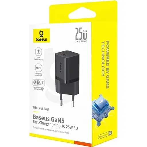 Мережевий зарядний пристрій Baseus GaN5 Mini Fast Charger Type-C 25W Black (P10110909113-00) [139985] - фото 4
