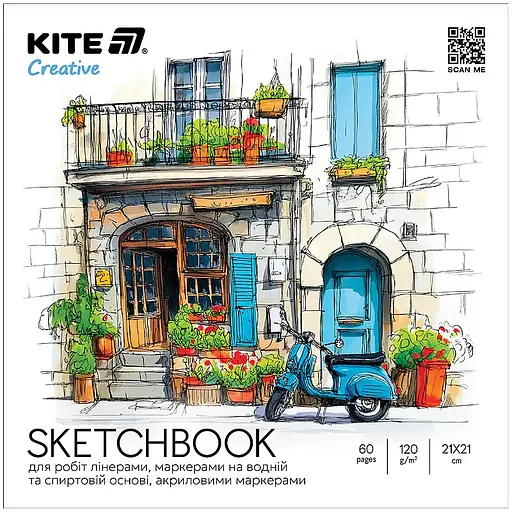 Скетчбук для работ маркерами Kite Creative 21х21 см 30 листов (K-1282) - фото 1