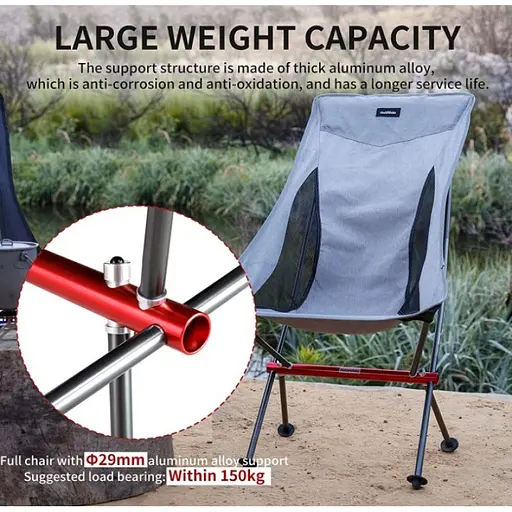 Складное высокое кресло Naturehike YL06 Alu Folding Moon Chair NH18Y060-Z (Серый) - фото 6