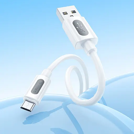 Дата кабель Borofone BX114 Structure USB to MicroUSB 2.4A (1m) White - фото 4