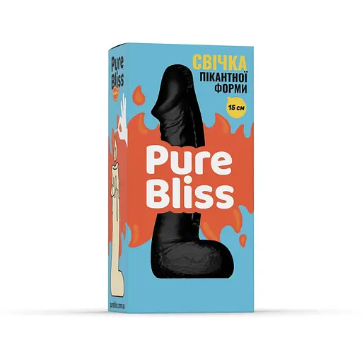 Свічка у вигляді члена Pure Bliss Mini Black 15 см - фото 6