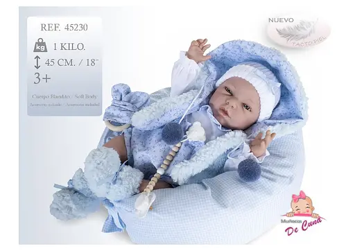 Лялька Munecas De Cuna у блакитному комбінезоні 45 см (B45230) - фото 2