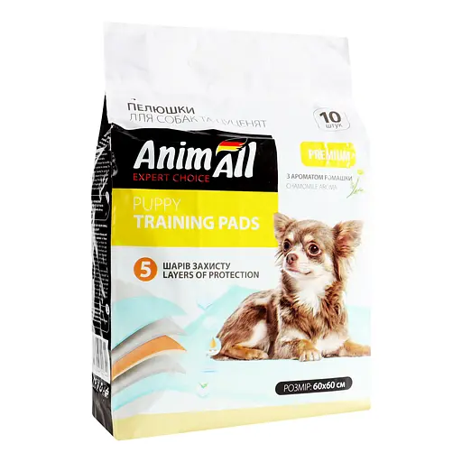 Пелюшки для собак та цуценят AnimAll Puppy Training Pads з ароматом ромашки 60х60 см 10 шт. - фото 3