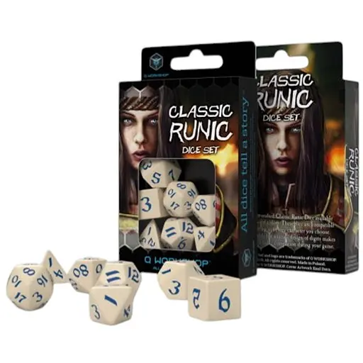 Набор кубиков Classic Runic Beige & blue Dice Set , 7 шт. (SCLR06-2) - фото 1