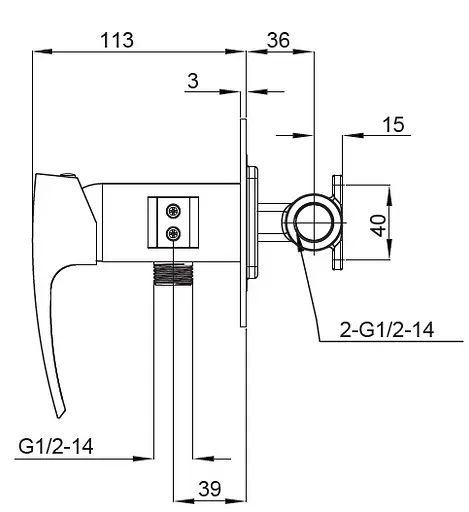 Гигиенический душ скрытого монтажа Koer KB-23007-07 KR5163, графит - фото 2