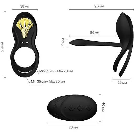 Смарт-эрекционное кольцо Zalo - Bayek Obsidian Black - фото 3