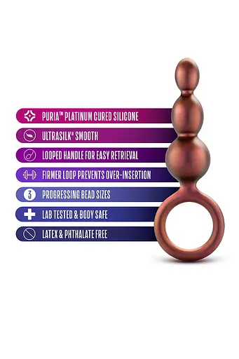 Анальная пробка Anal Adventures Matrix Beaded Loop Plug 14 см (оранжевый) - фото 4
