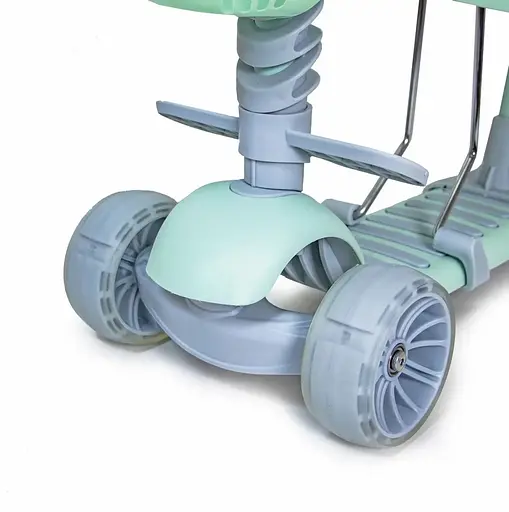 Дитячий триколісний самокат 5 в 1 з підсвічуванням, кошиком та батьківською ручкою Galaktika Dino Зелений - фото 4