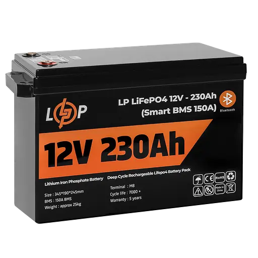 Акумулятор LP LiFePO4 12V (12,8V) - 230 Ah (2944Wh) (Smart BMS 150А) з BT пластик для ДБЖ - фото 4