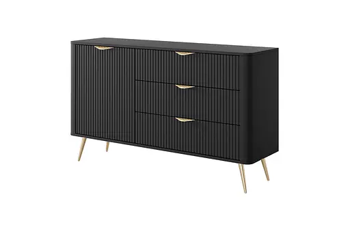 Комод Perfect Home Ланте / Lante 1-дверний з 3 шухлядами і золотими ніжками 1D3S/138 Чорний (PFH-091192)
