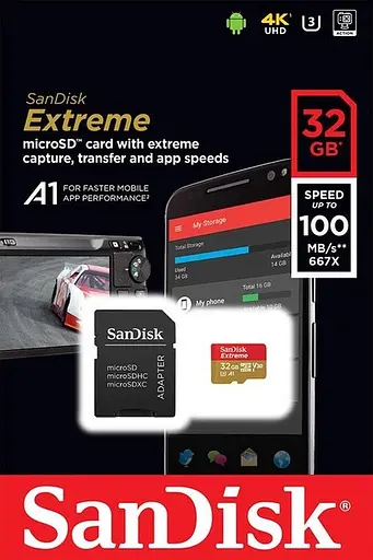 Картка пам'яті microSDHC SanDisk Extreme Action A1 32 Gb UHS-1 U3 V30 (R100MB/s 667x) - фото 2