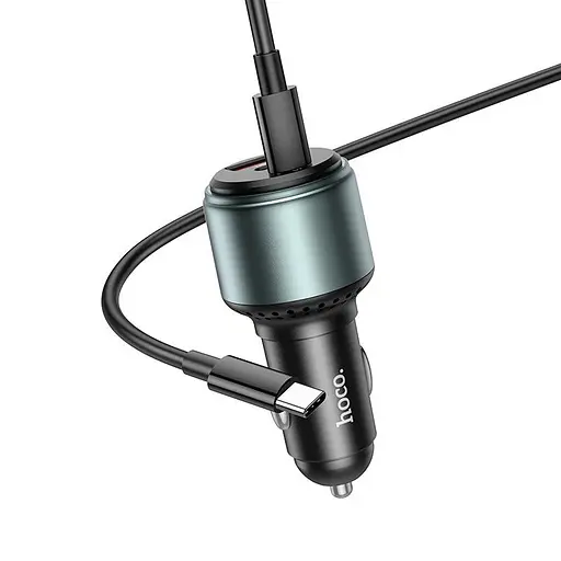 Адаптер автомобильный - АЗП 3 порта HOCO NZ9 95W Galloper + Type-C to Type-C кабель - комплект серый - фото 6