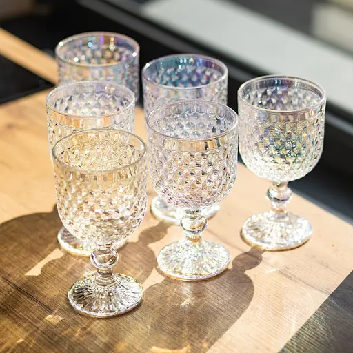 Набір келихів для вина 6 штук по 300 мл rainbow HP-19-253 келих скляний прозорий для червого білого вина Yiwu HP-19-253 - фото 2