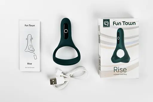 Ерекційне кільце Fun Town Rise подвійне управління зі смартфона Turquoise - фото 4