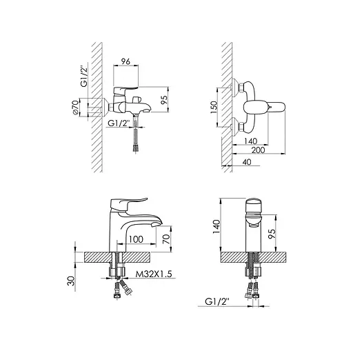 Набір змішувачів для ванни Lidz Wieza 001 + Wieza 006 Chrome - фото 2