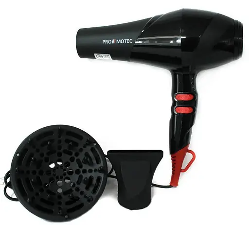 Фен для сушіння та укладання волосся Promotec PM-2302 3000 Вт з дифузором і концентратором Чорний - фото 7