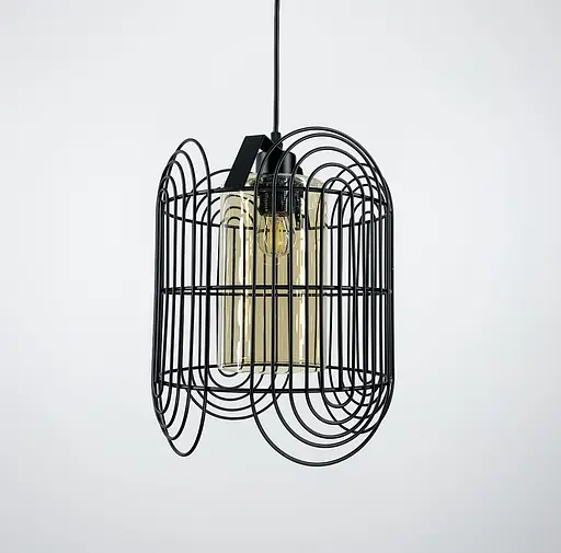 Світильник-лофт у чорному каркасі Line.F Колір плафона Янтарний - фото 4