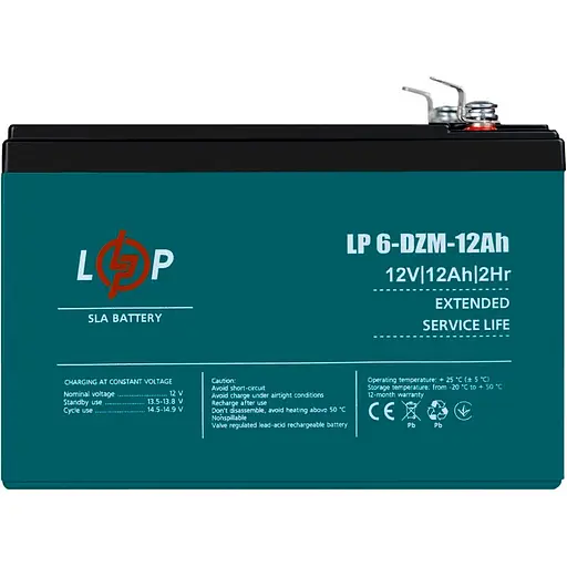 Аккумулятор LogicPower AGM 6-DZM 12V/12Ah/240Wh (3536) [109283] - фото 3